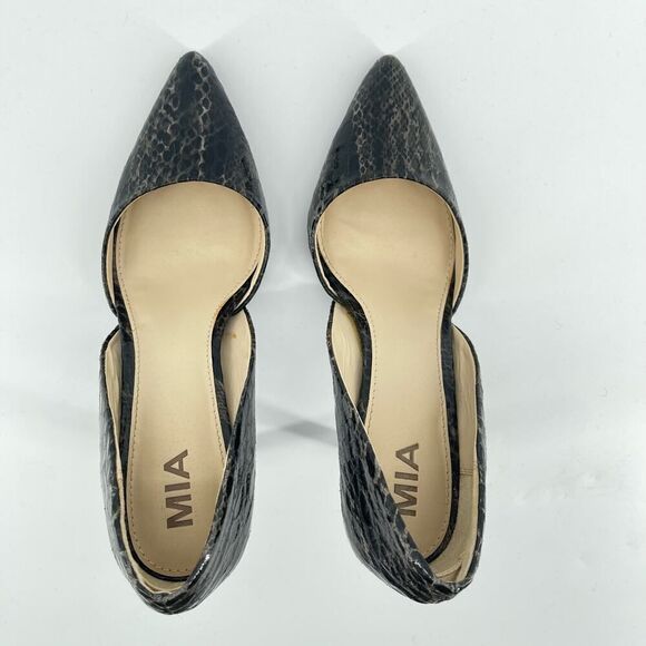 Mia Margo Black Embossed Snakeskin D’Orsay Pointed Toe Pump Heels Size 8.5 - Picture 6 of 14